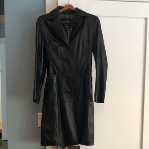 Sleek Black Leather Coat by